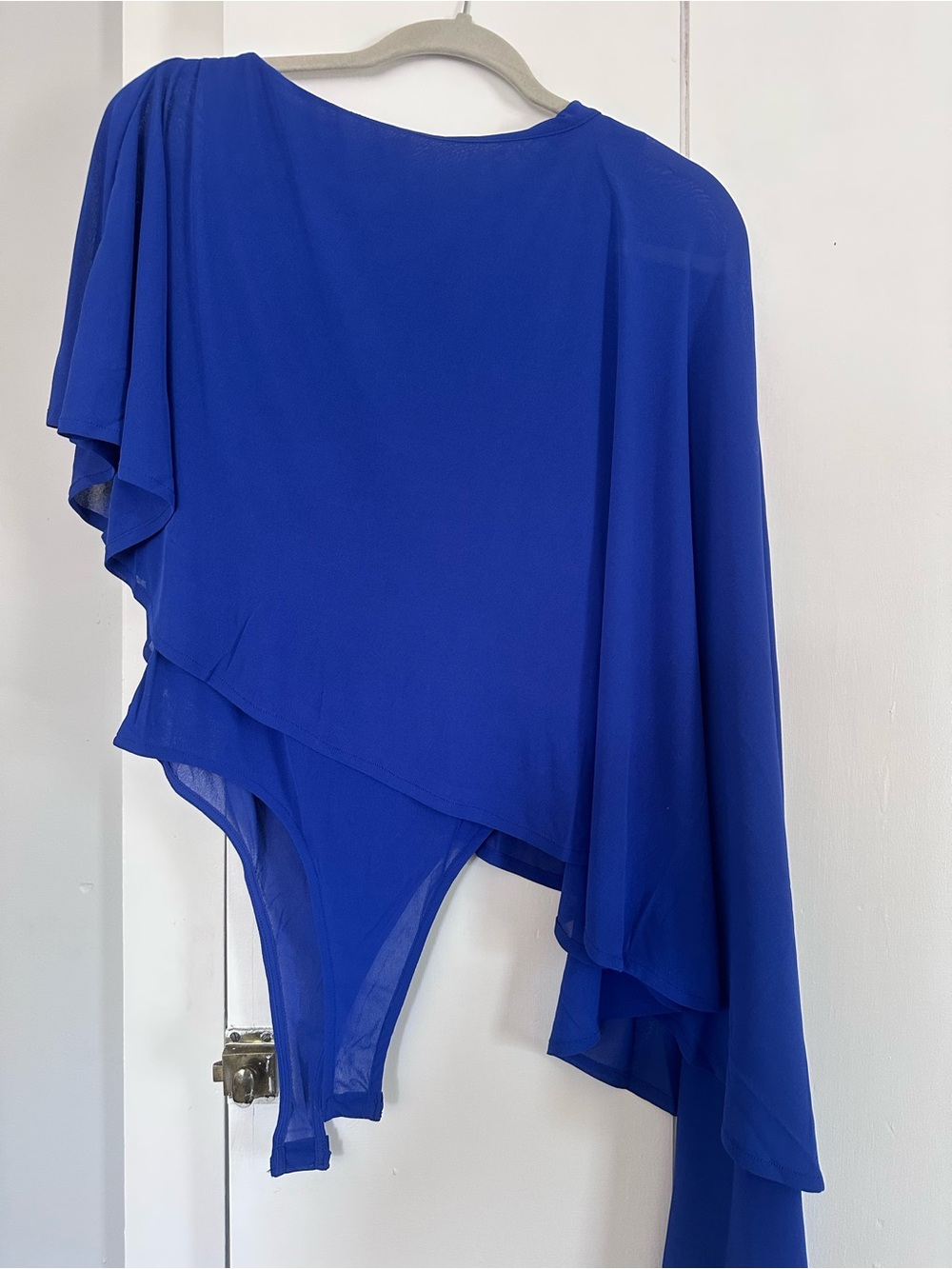 Zara Royal Blue One-Shoulder Draped Bodysuit